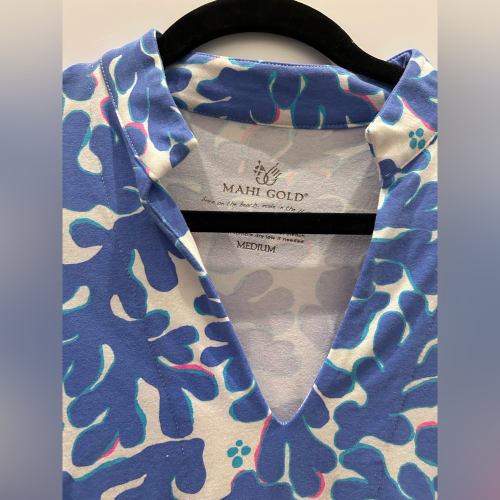 MAHI GOLD Blue Reef Tunic Dress Rare M - Picture 3 of 4